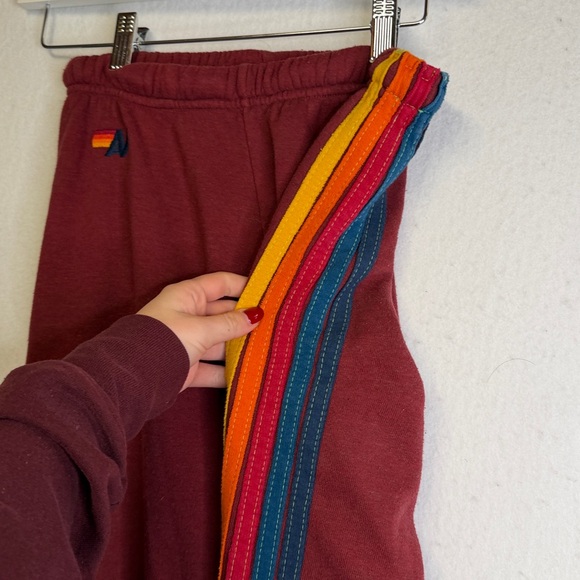 Aviator Nation 5 Stripe Zip Up Jogger Maroon SET - Picture 8 of 10